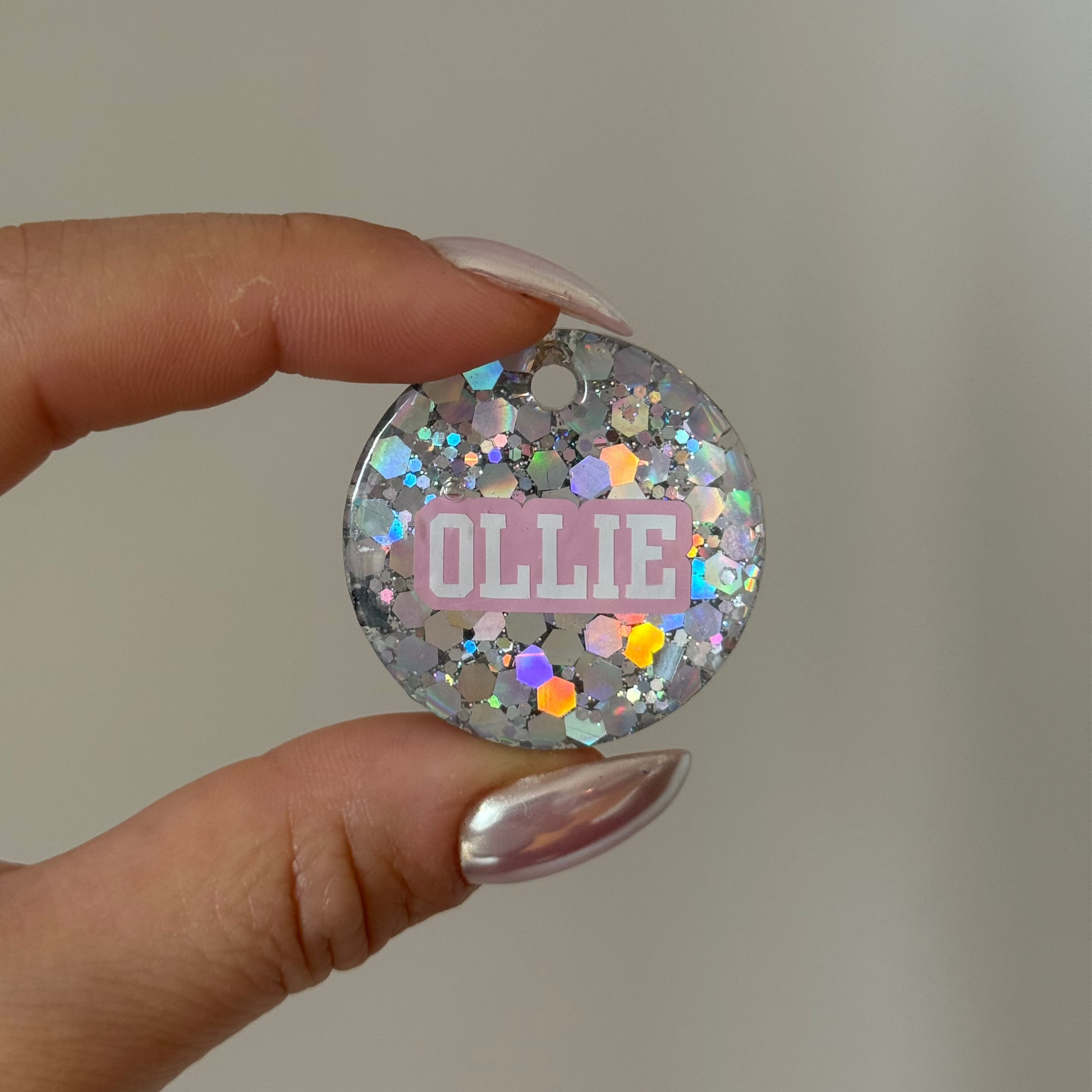 Glittery silver hexagons.